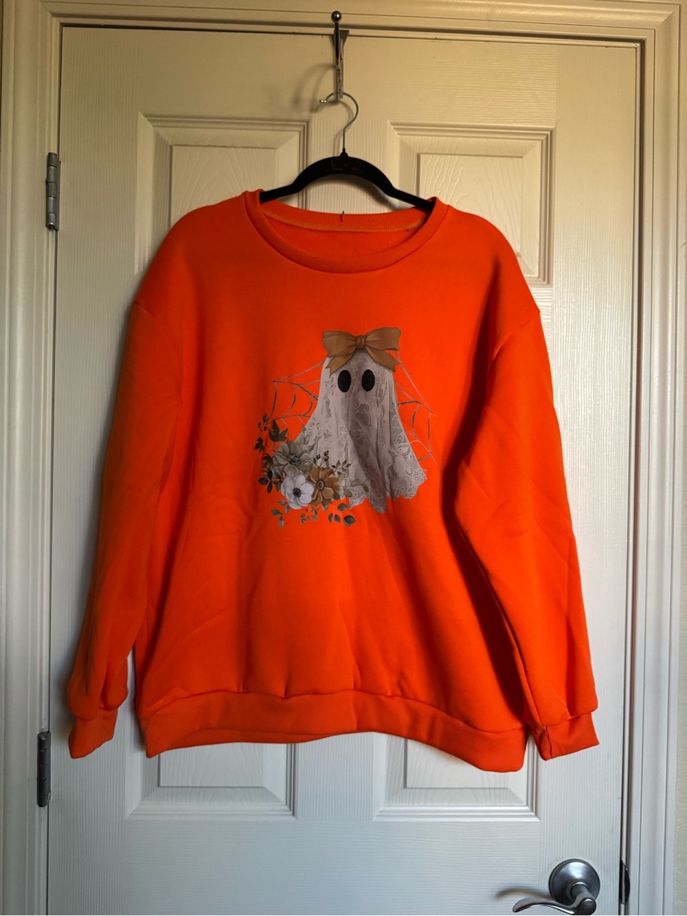 NWT Orange Crewneck Sweatshirt with Ghost Graphic, XL
